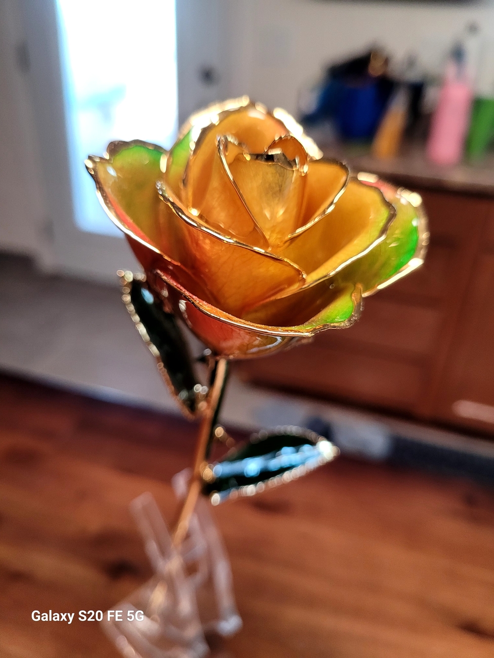This is an AliveRose 24K gold-dipped real rose